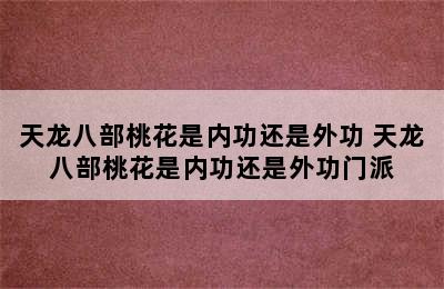 天龙八部桃花是内功还是外功 天龙八部桃花是内功还是外功门派